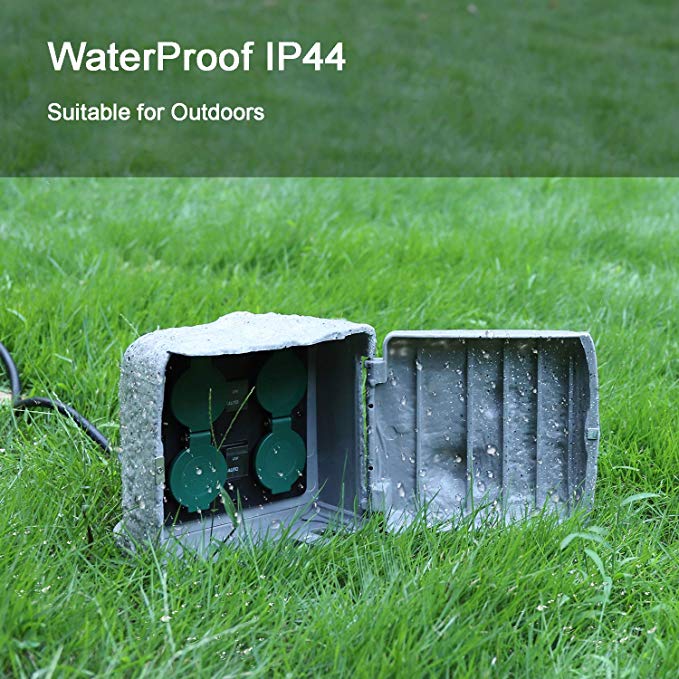 Wetterfeste Verteilerbox Schutzbox IP55 Set 3-Fach Steckdosenleiste für den Außenbereich Garten Camping Outdoor Verteiler Sicherheitsbox